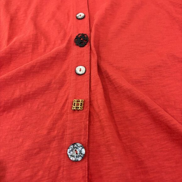 Soft Surroundings Orange Coral Tunic 1X Mixed Buttons Lagenlook Art-To-Wear - Picture 10 of 11